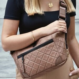 Joan & David Quilted Tan Belt Bag